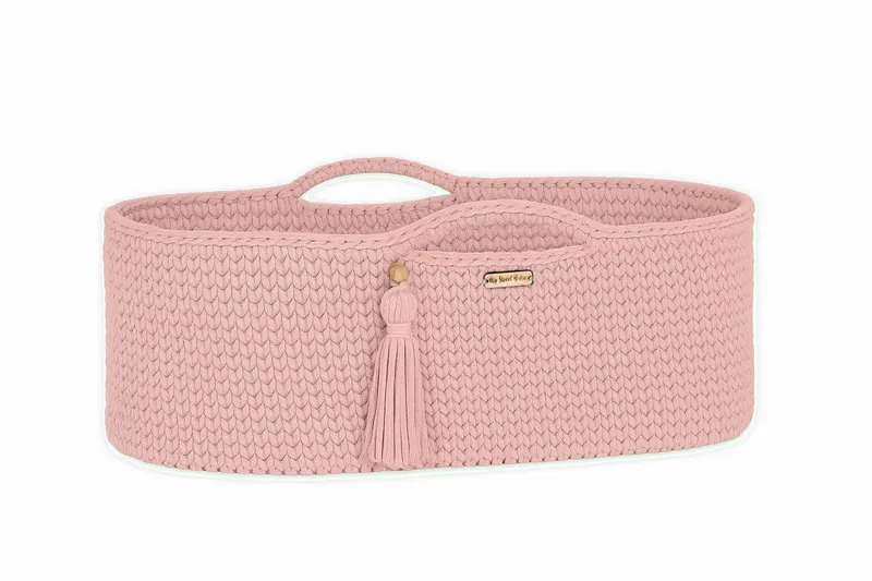 Kosz Mojżesza Boho Bawełniany Handmade Materacykiem Pastel Pink TUM-TUM