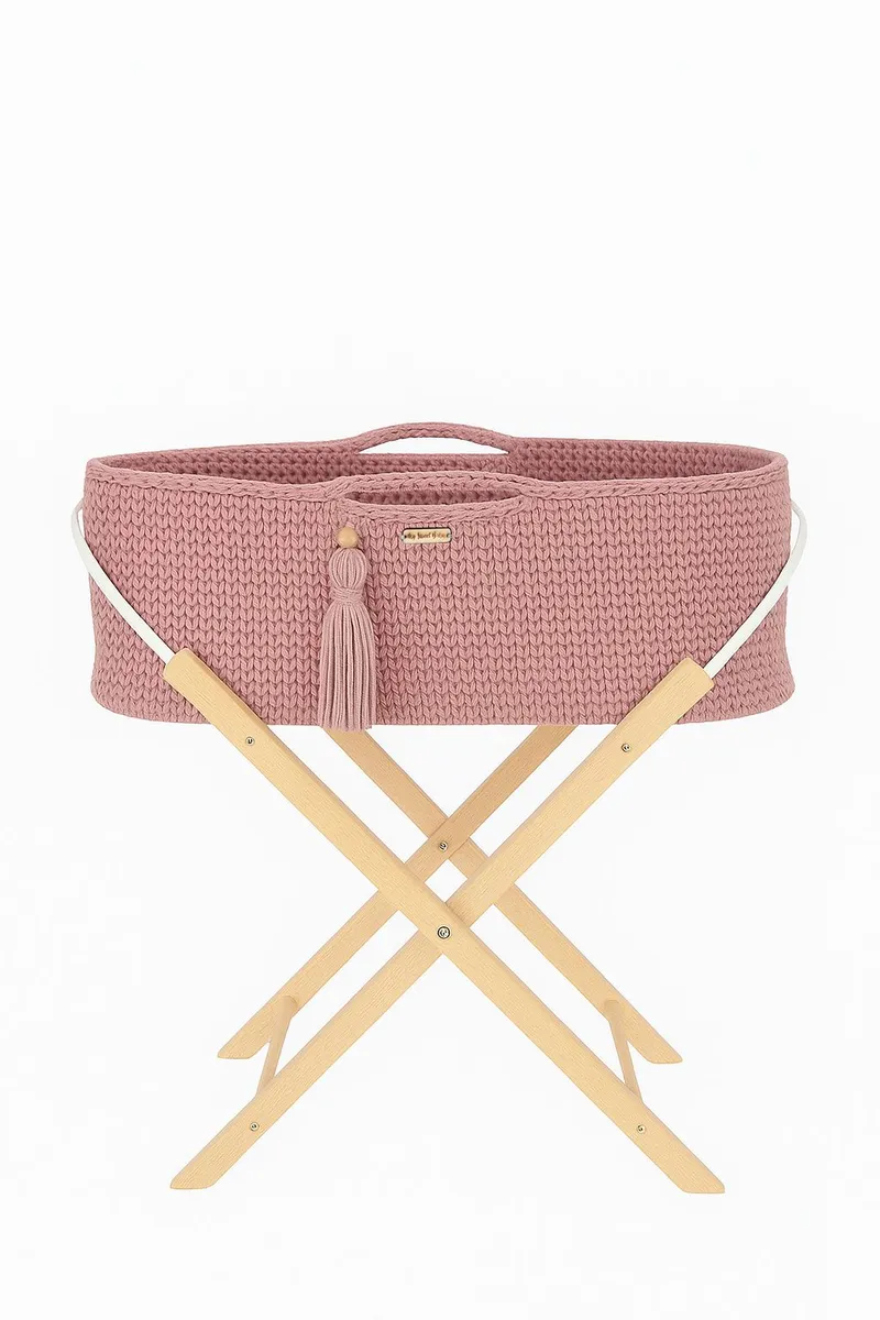 Kosz Mojżesza Boho Handmade Ze Stojakiem Pastel Pink TUM-TUM