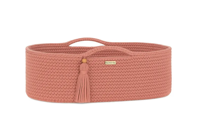 Kosz Mojżesza Boho Bawełniany Handmade Materacykiem Blush TUM-TUM