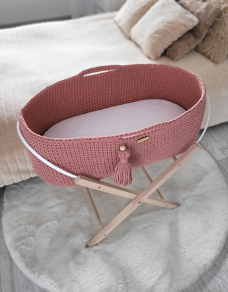 Kosz Mojżesza Boho Bawełniany Handmade Materacykiem Blush TUM-TUM