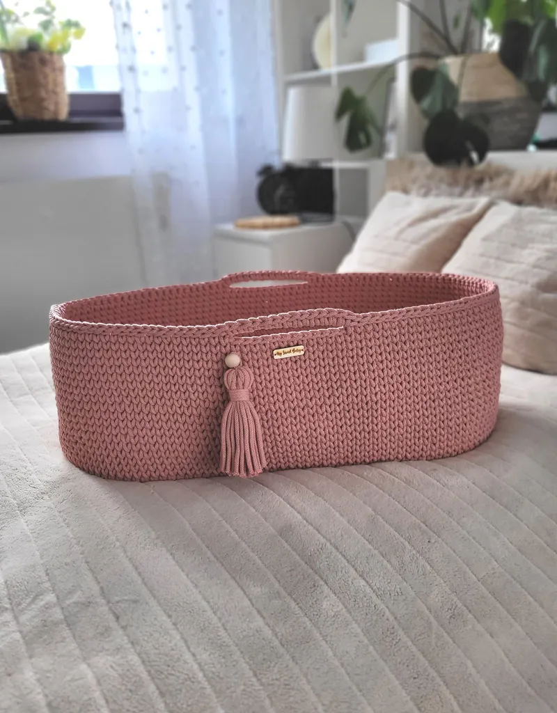 Kosz Mojżesza Boho Handmade Ze Stojakiem Blush TUM-TUM