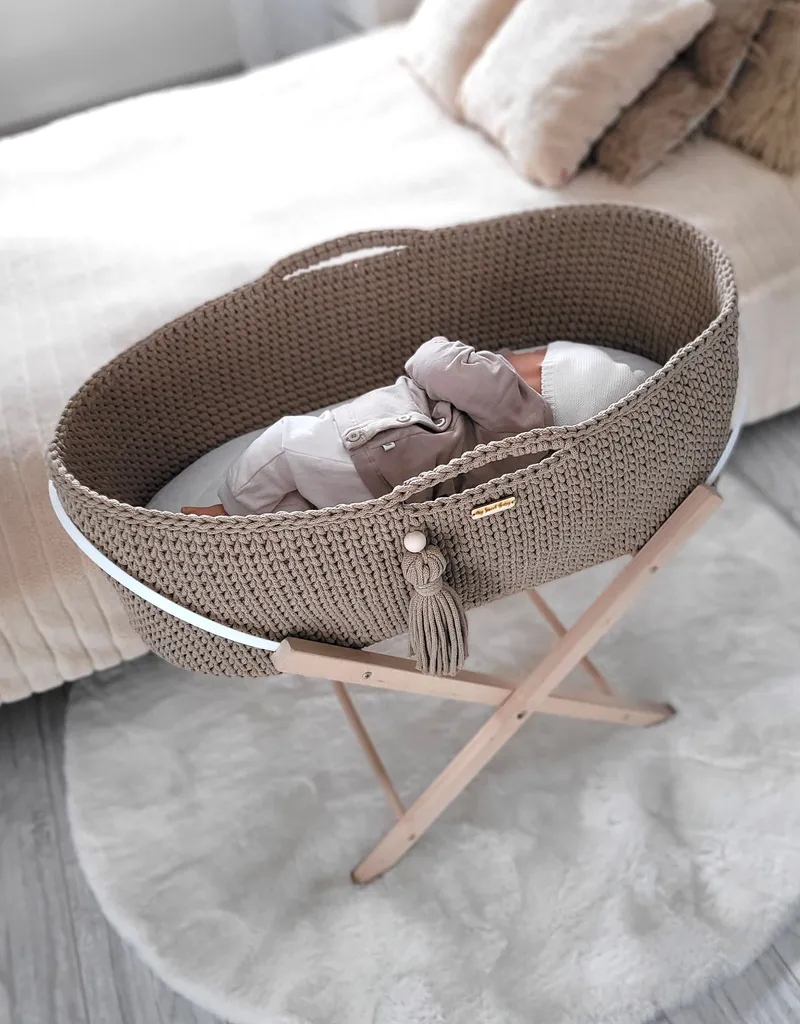 Kosz Mojżesza Boho Handmade Ze Stojakiem Sand TUM-TUM