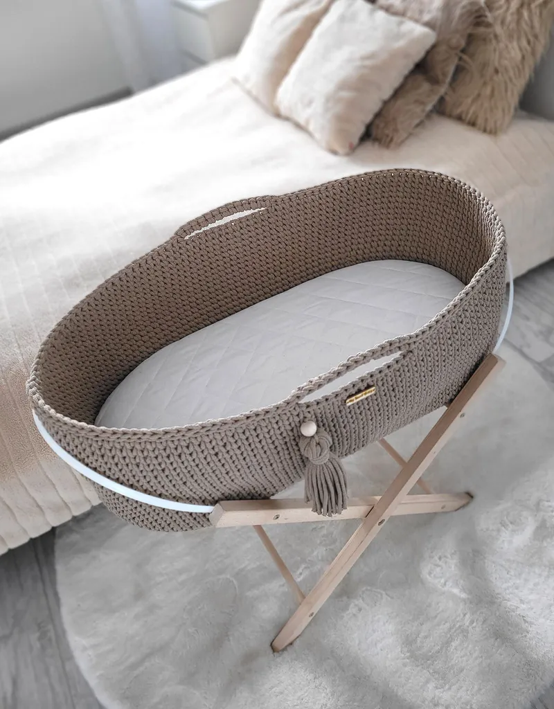 Kosz Mojżesza Boho Handmade Ze Stojakiem Sand TUM-TUM