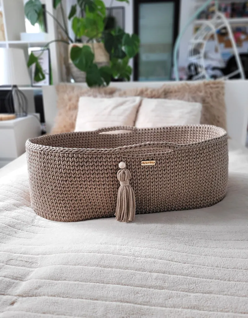 Kosz Mojżesza Boho Handmade Ze Stojakiem Sand TUM-TUM