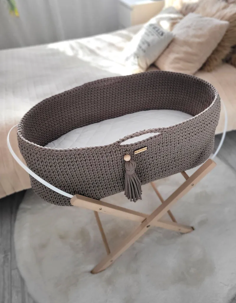 Kosz Mojżesza Boho Handmade Ze Stojakiem Mocca TUM-TUM