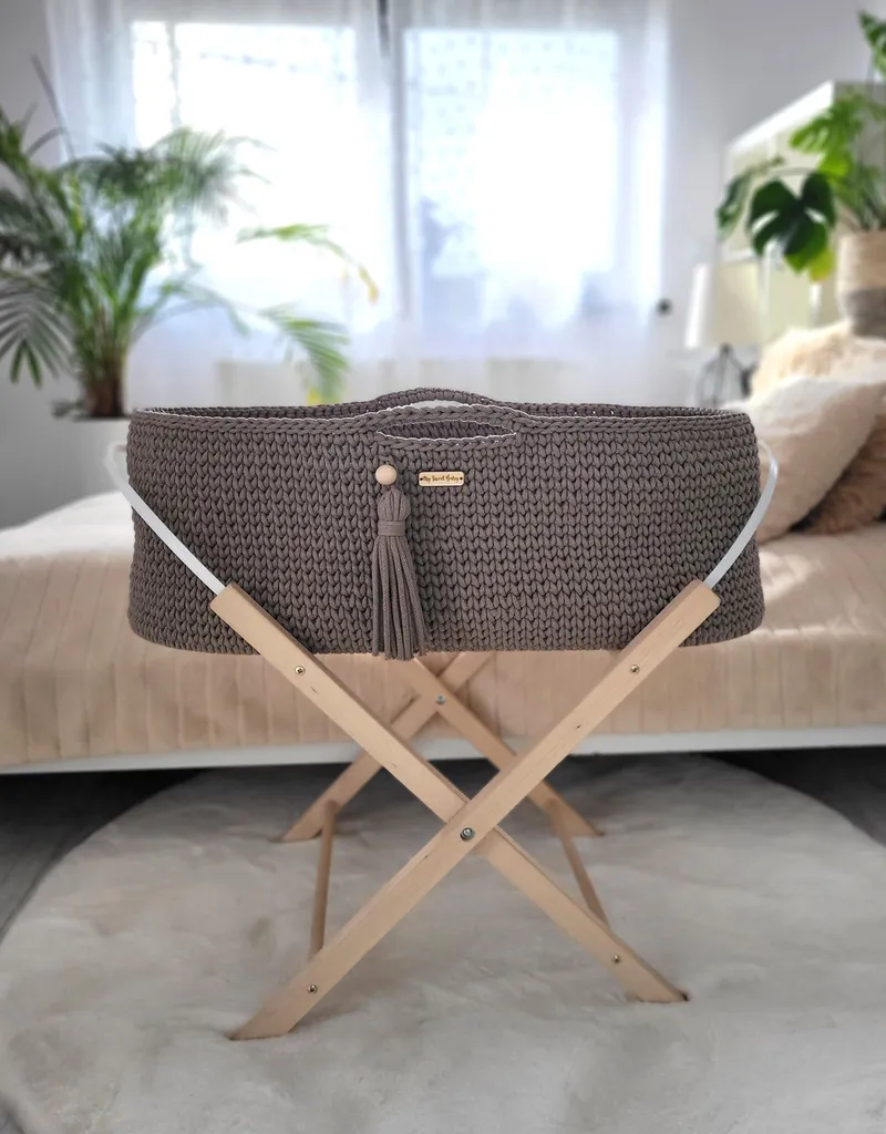 Kosz Mojżesza Boho Handmade Ze Stojakiem Mocca TUM-TUM