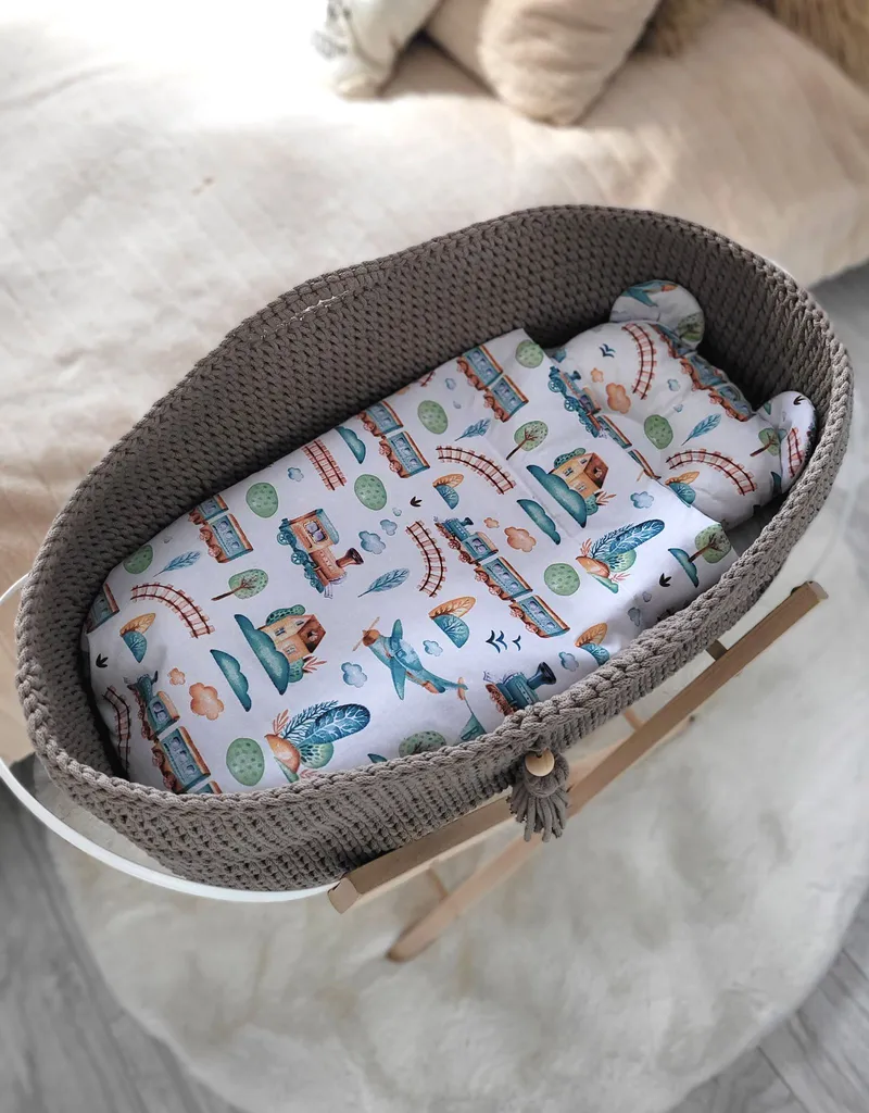 Kosz Mojżesza Boho Bawełniany Handmade Materacykiem Mocca TUM-TUM