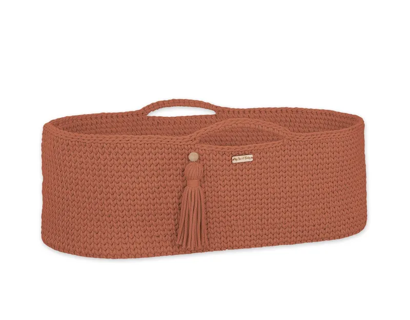 Kosz Mojżesza Boho Bawełniany Handmade Materacykiem Terracotta TUM-TUM