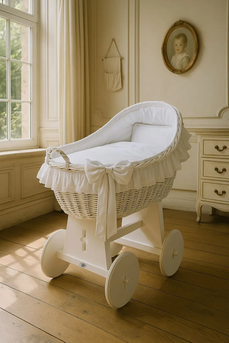 Wiklinowy Kosz Mojżesza Budką Wiklinową Carina Biały Biała TUM-TUM
