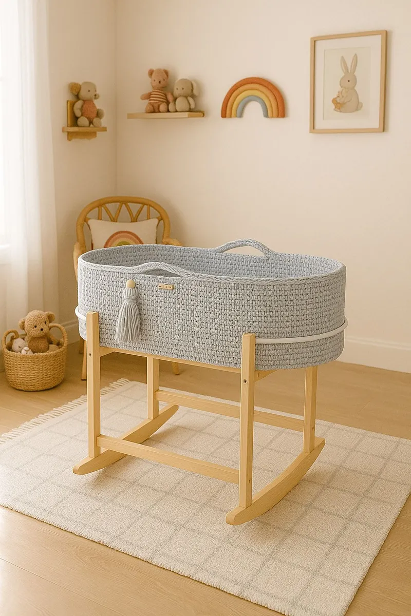 Kosz Mojżesza Boho Handmade Kołyską Jasny TUM-TUM - Szary
