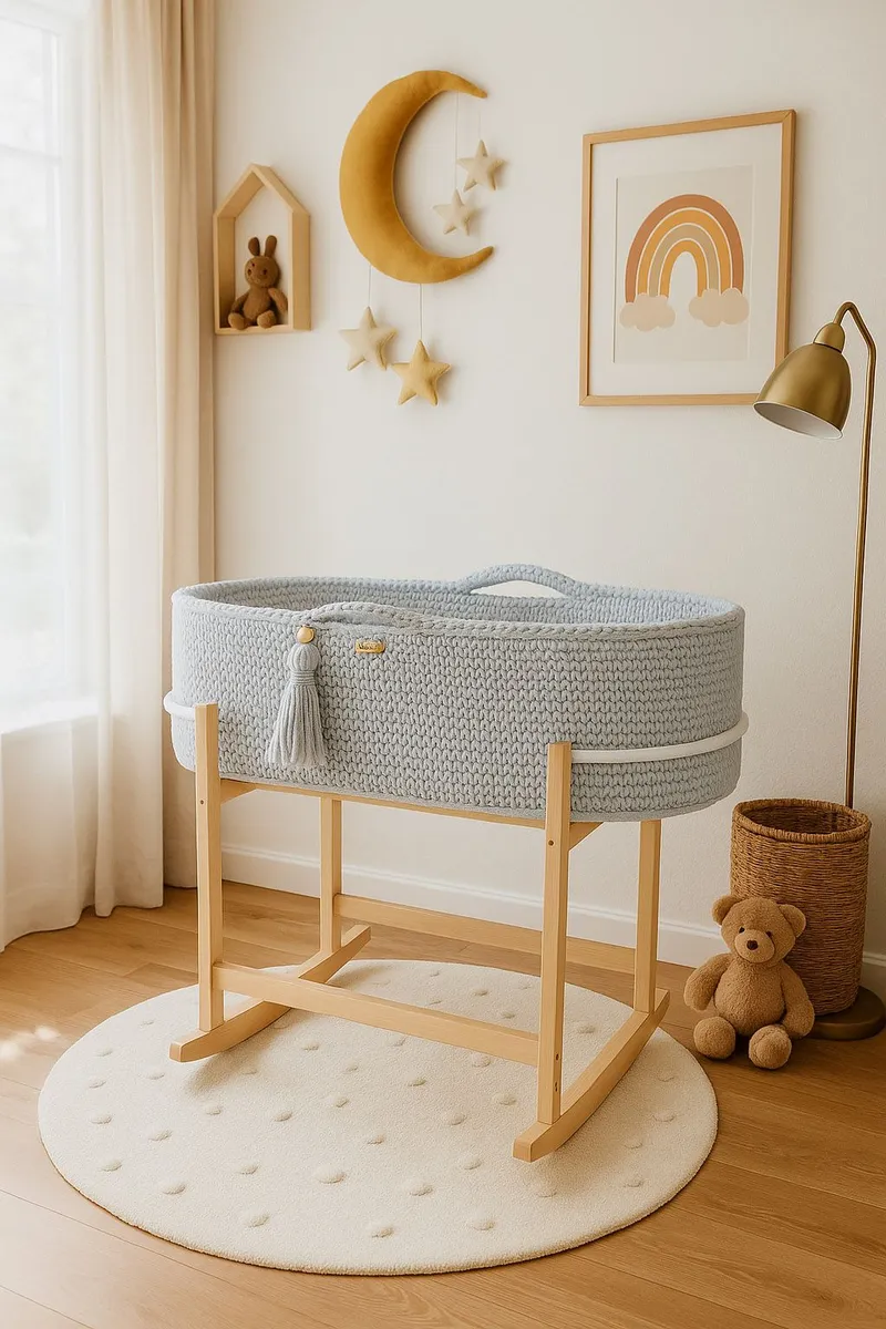 Kosz Mojżesza Boho Handmade Kołyską Jasny TUM-TUM - Szary