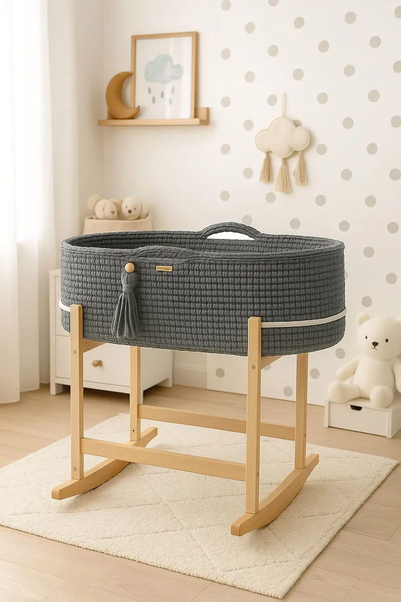 Kosz Mojżesza Boho Handmade Kołyską Ciemny TUM-TUM - Szary