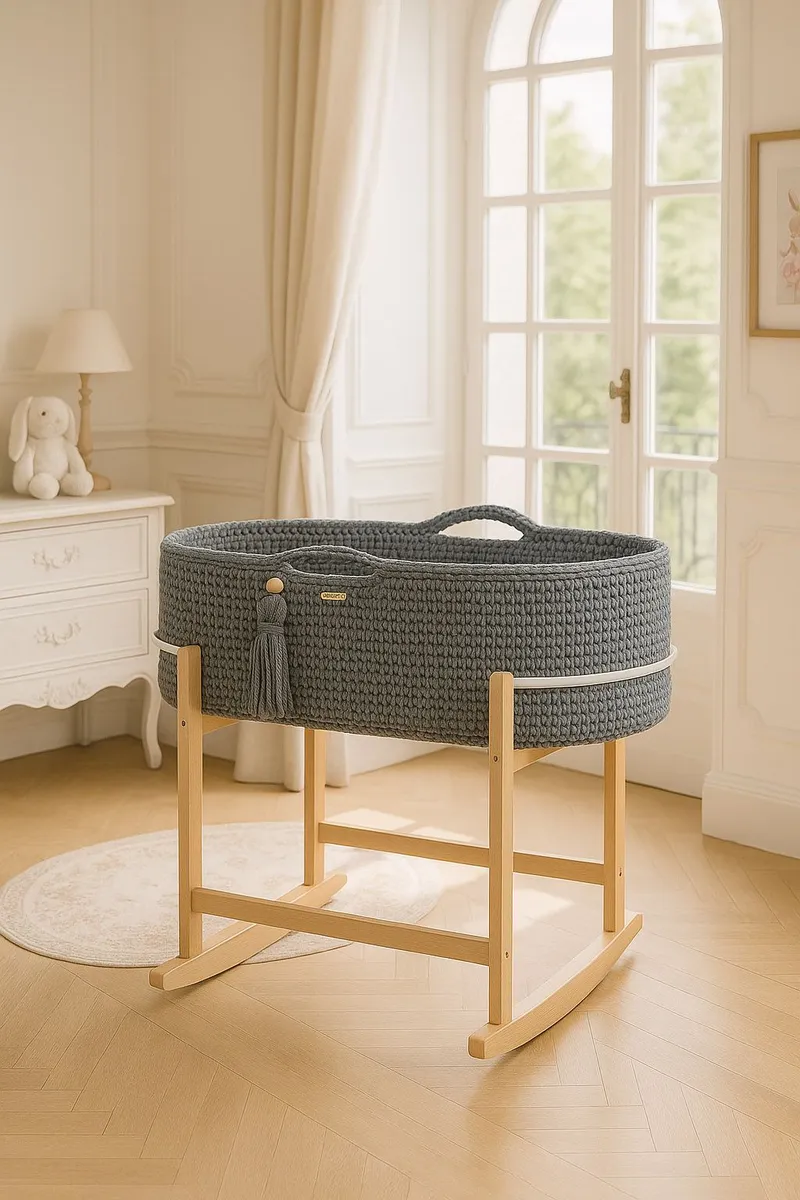 Kosz Mojżesza Boho Handmade Kołyską Ciemny TUM-TUM - Szary