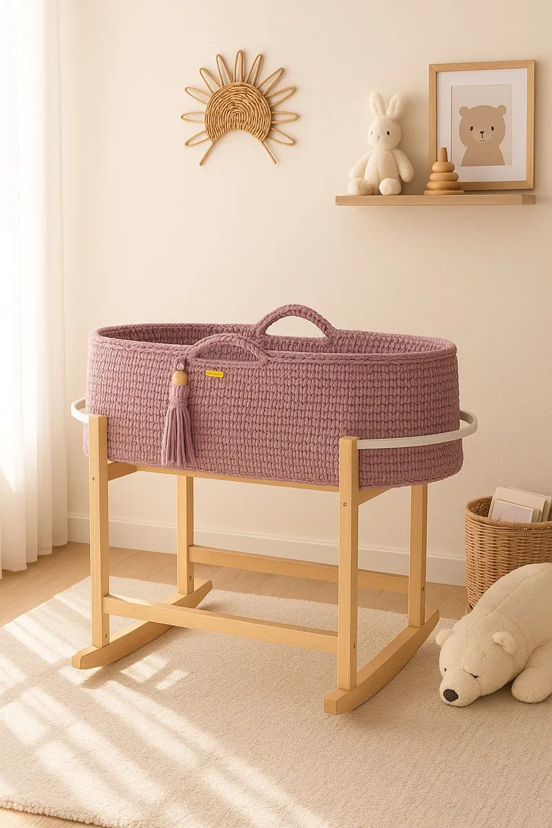Kosz Mojżesza Boho Handmade Kołyską Lawendowy TUM-TUM