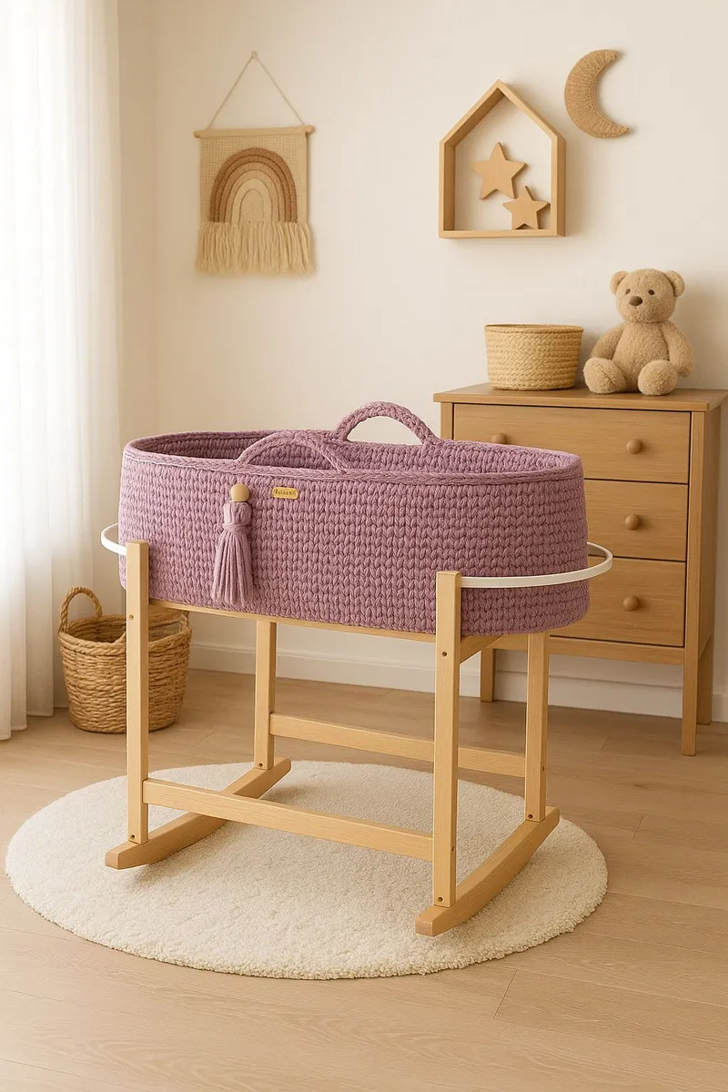 Kosz Mojżesza Boho Handmade Kołyską Lawendowy TUM-TUM