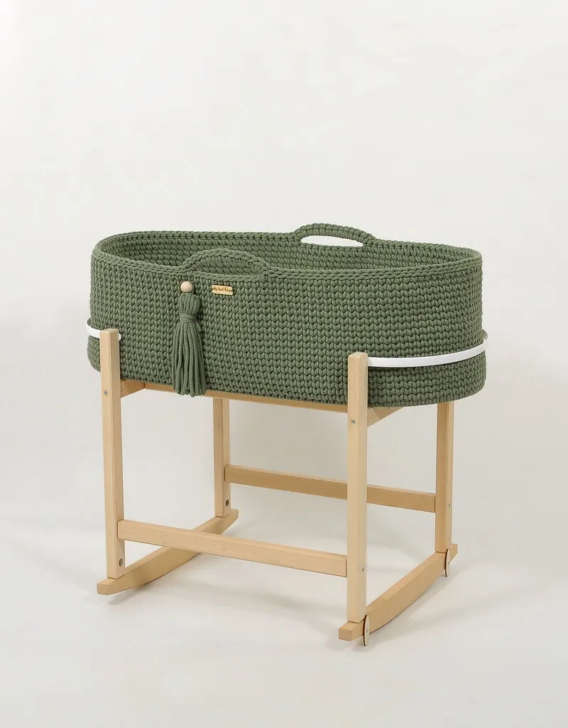 Kosz Mojżesza Boho Handmade Kołyską Pistacjowy TUM-TUM