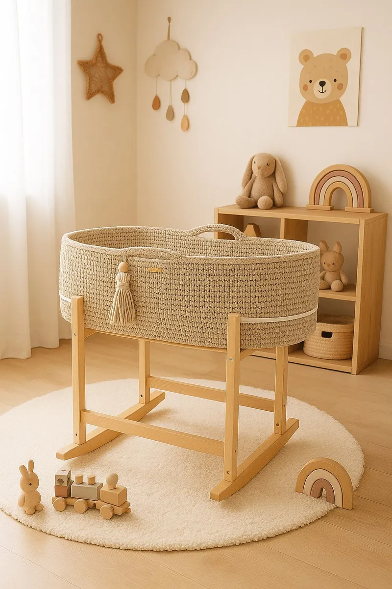 Kosz Mojżesza Boho Handmade Kołyską Jasny Beż TUM-TUM