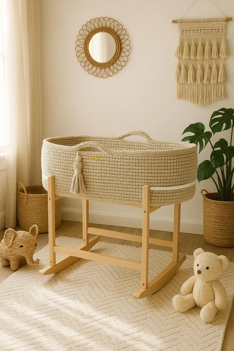 Kosz Mojżesza Boho Handmade Kołyską Jasny Beż TUM-TUM