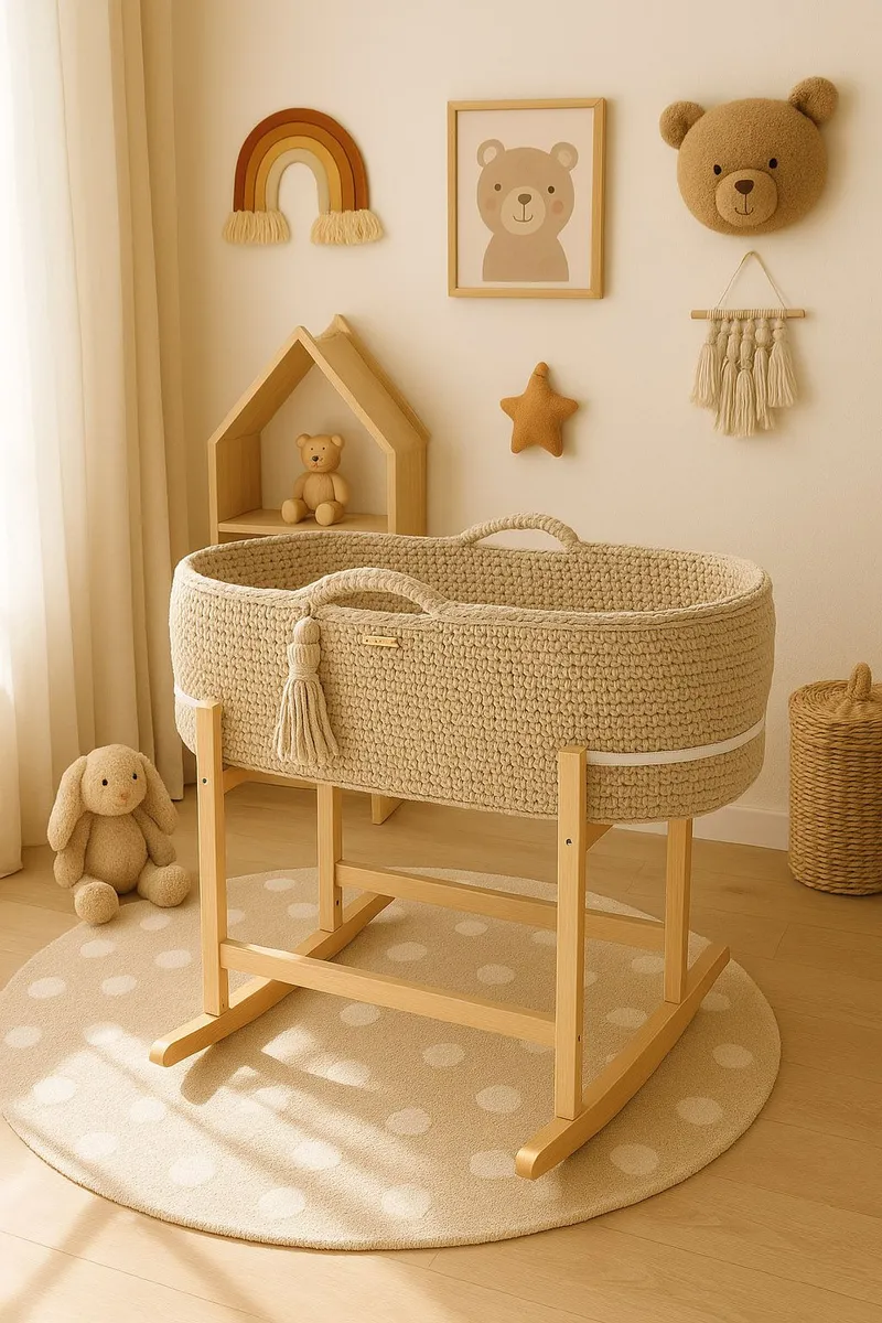 Kosz Mojżesza Boho Handmade Kołyską Jasny Beż TUM-TUM