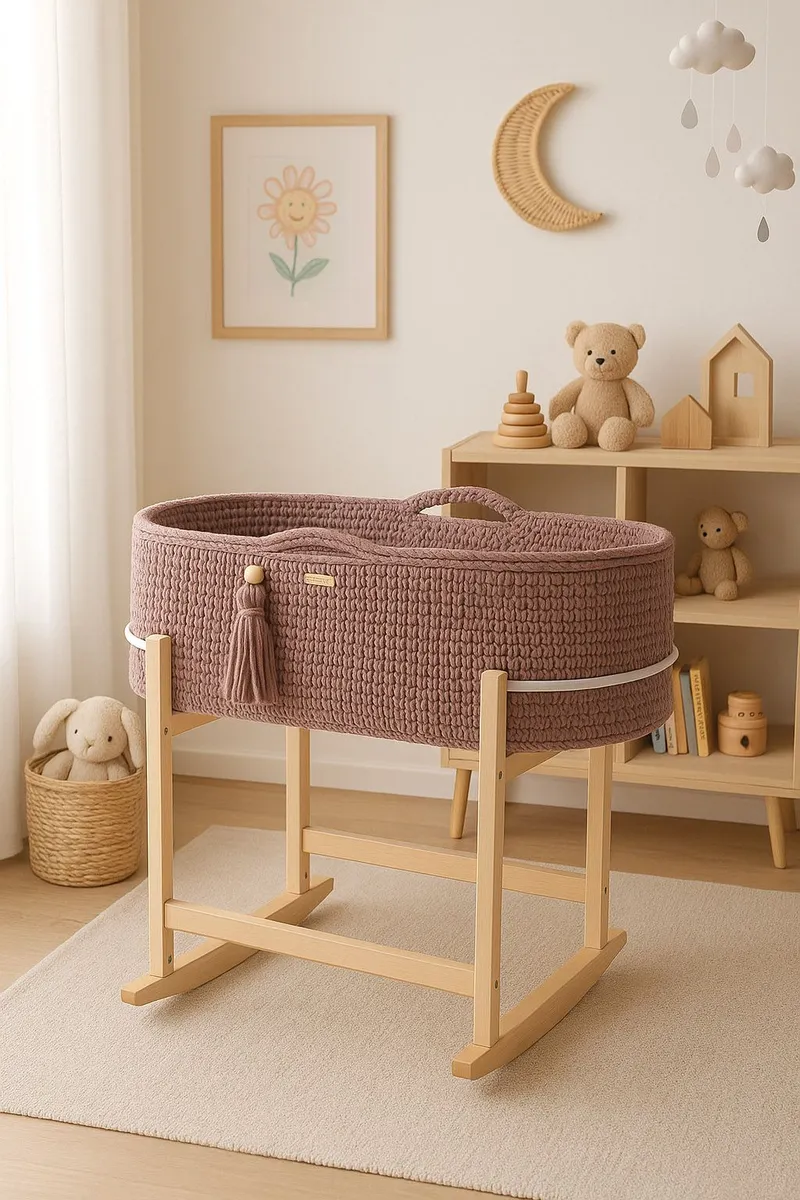 Kosz Mojżesza Boho Handmade Kołyską Mauve TUM-TUM