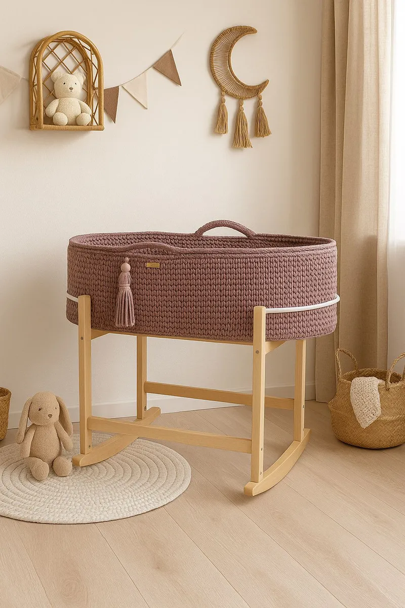 Kosz Mojżesza Boho Handmade Kołyską Mauve TUM-TUM