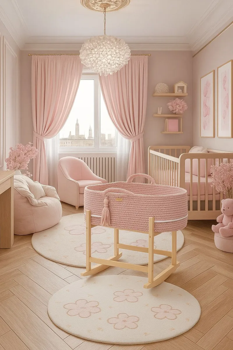Kosz Mojżesza Boho Handmade Kołyską Pastel Pink TUM-TUM