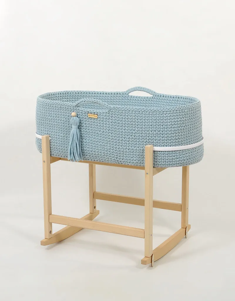Kosz Mojżesza Boho Handmade Kołyską Misty Blue TUM-TUM
