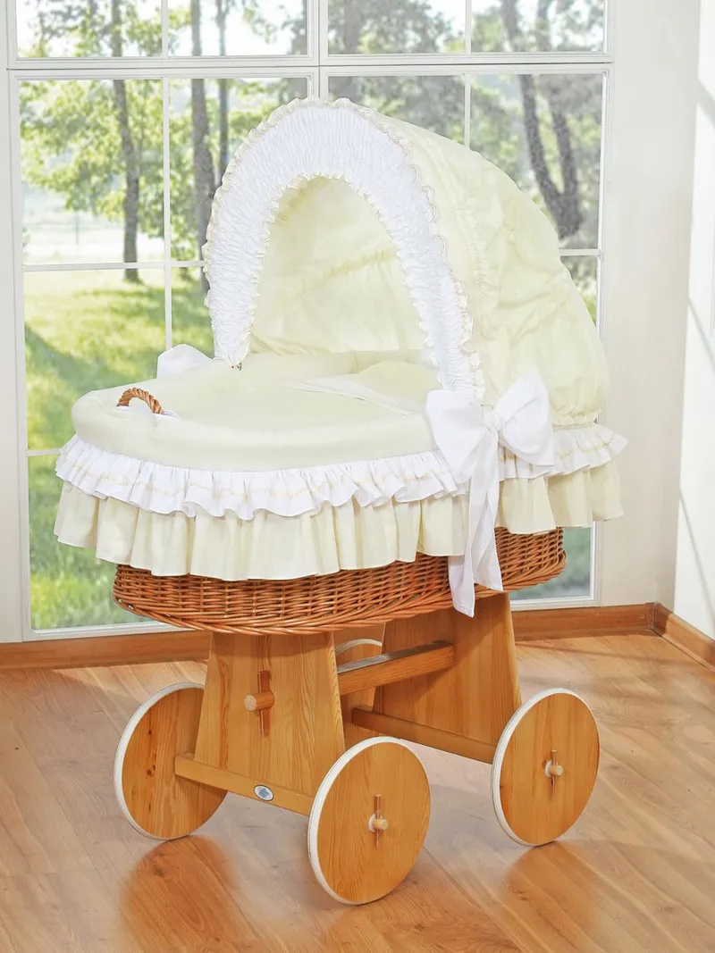 Wiklinowy Kosz Mojżesza Ze Składaną Budką Bellamy Naturalny TUM-TUM