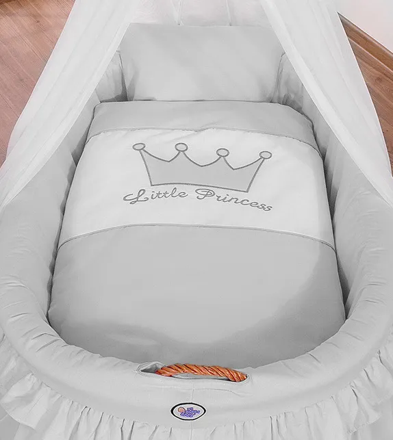 Kosz Mojżesza Wiklinowy Baldachimem Little Prince TUM-TUM - Szary