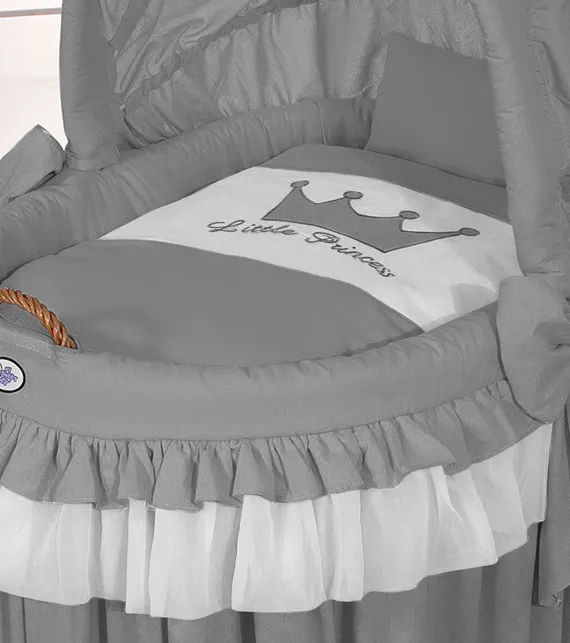 Kosz Mojżesza Wiklinowy Ze Składaną Budką Little Prince Antracyt TUM-TUM