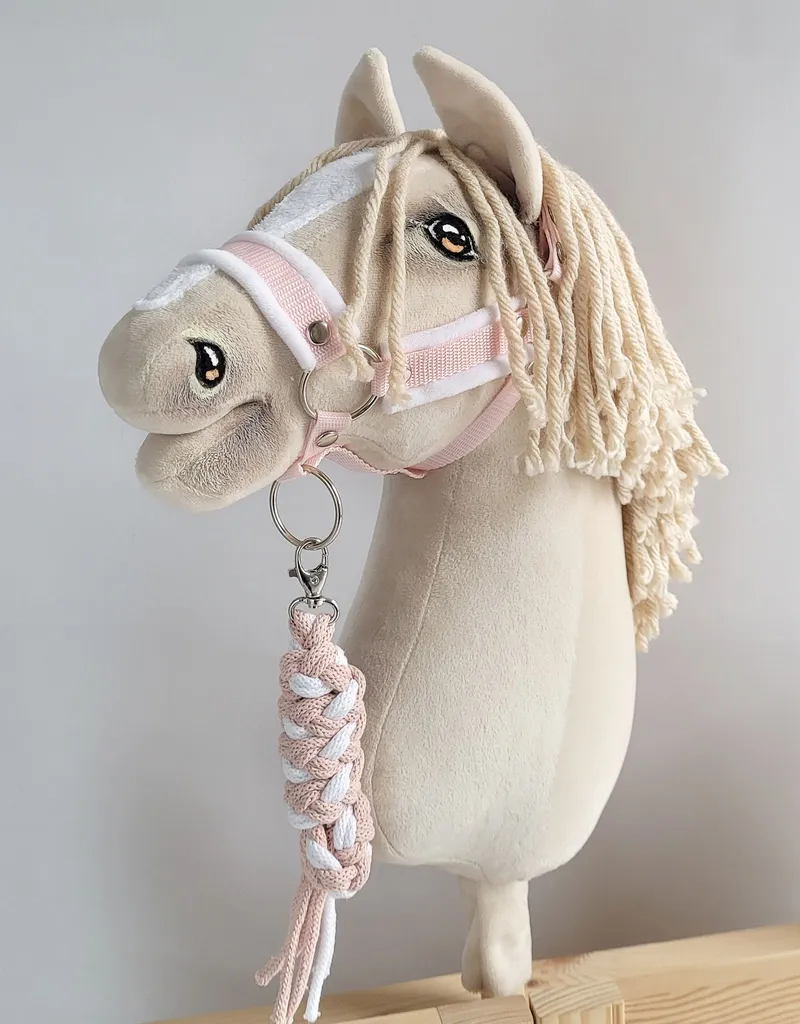 Uwiąz Dla Konia Hobby Horse Pleciony Ze Sznurka Biało-Pudrowy TUM-TUM