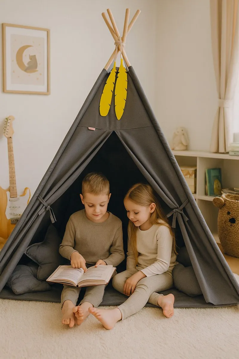 Namiot Dla Dzieci Tipi Zawieszki Pióra Antracyt TUM-TUM