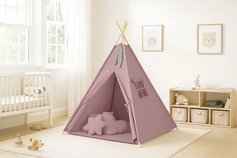 Namiot Dla Dzieci Tipi Zawieszki Pióra Róż Retro TUM-TUM