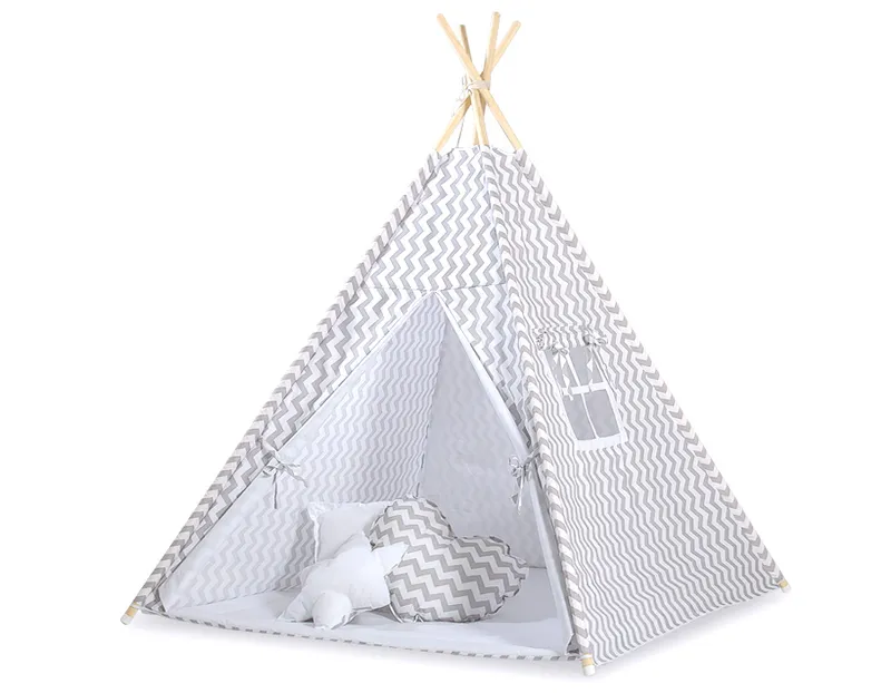 Namiot Dla Dzieci Tipi Zawieszki Pióra Chevron TUM-TUM - Szary