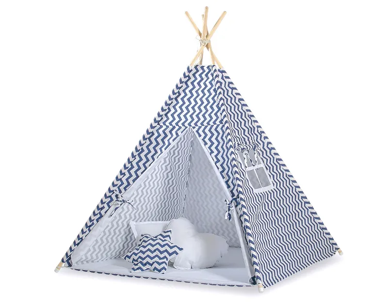 Namiot Dla Dzieci Tipi Dzieci+ Zawieszki Pióra Chevron TUM-TUM - Granatowy