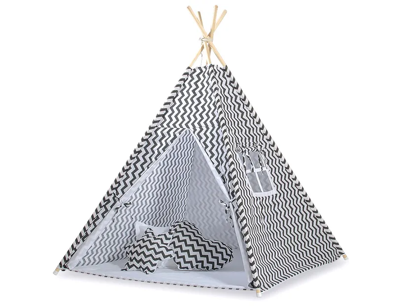 Namiot Dla Dzieci Tipi Dzieci+ Zawieszki Pióra Chevron TUM-TUM - Czarny