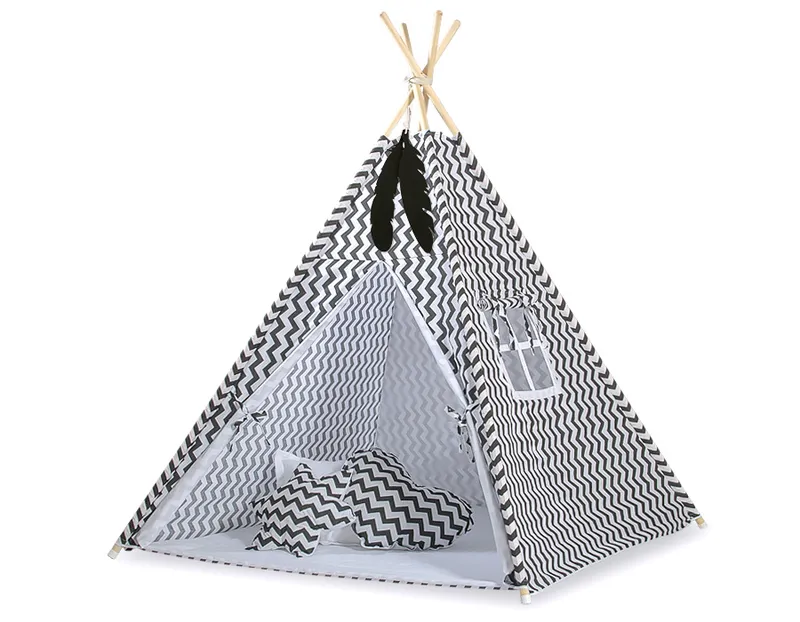 Namiot Dla Dzieci Tipi Dzieci+ Zawieszki Pióra Chevron TUM-TUM - Czarny