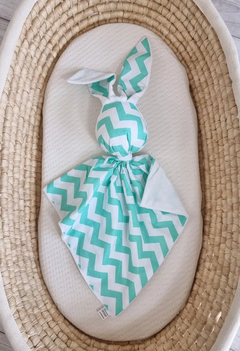 Zając Przytulanka Doudou Dwustronna Bawełna Minky Chevron TUM-TUM - Biały