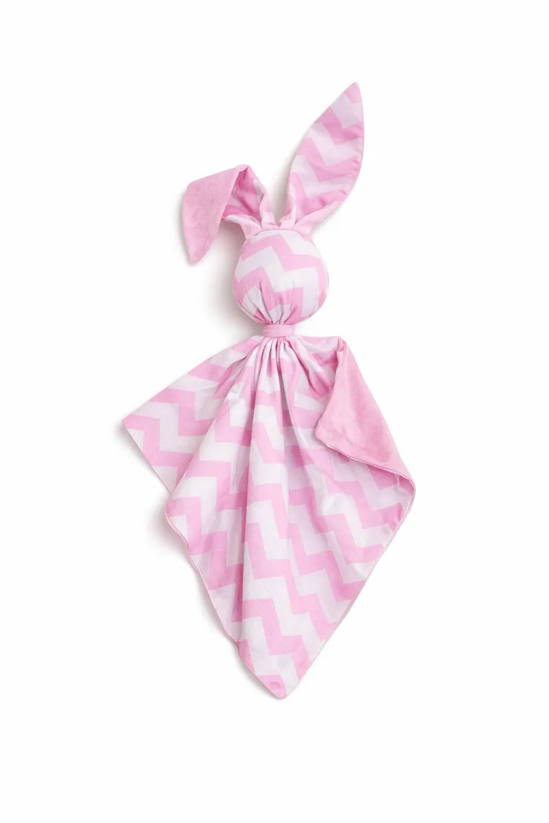 Zając Przytulanka Doudou Dwustronna Bawełna Minky Chevron TUM-TUM - Różowy