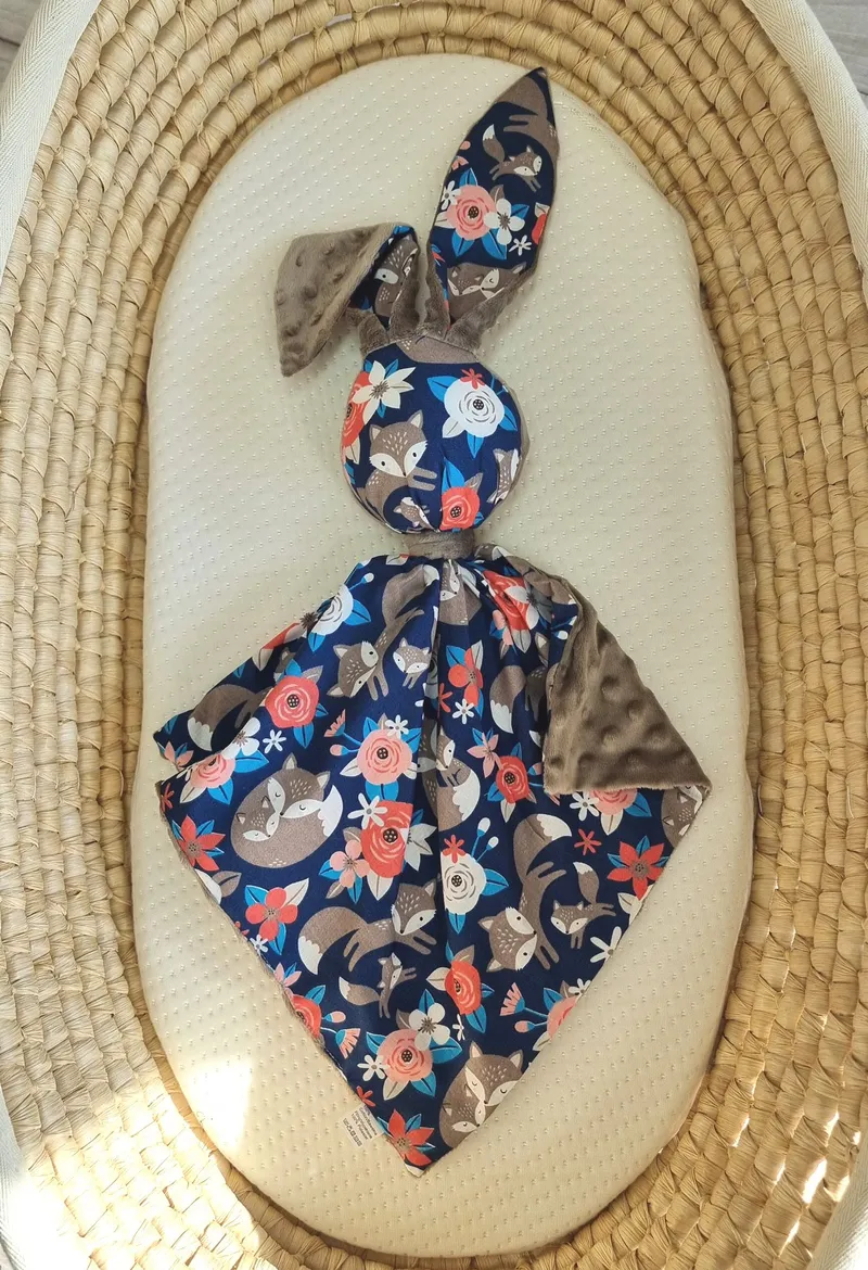 Zając Przytulanka Doudou Dwustronna Bawełna Minky Lisia Rodzinka TUM-TUM