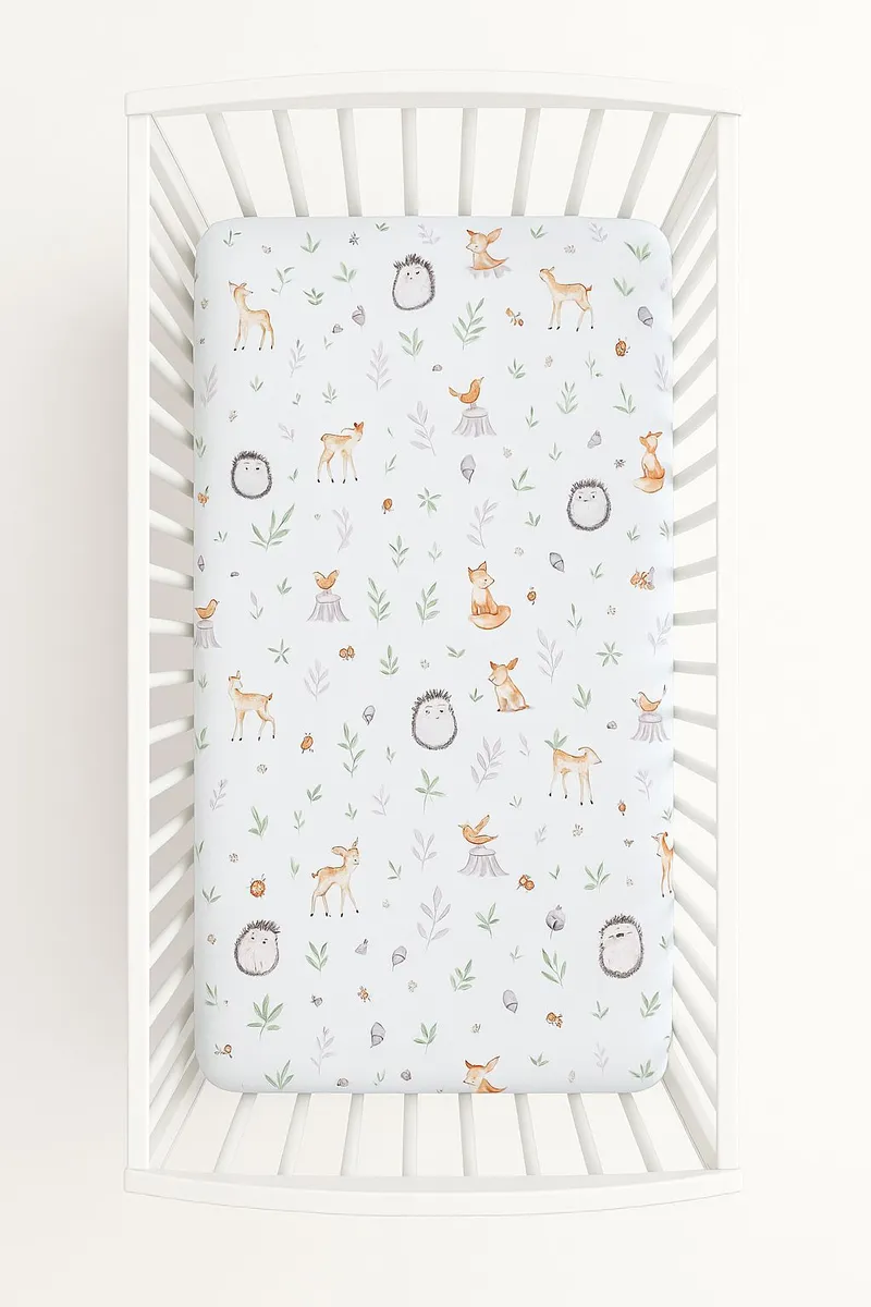 Prześcieradło Bawełniane Gumką Do Łóżeczka 120x60 cm Leśna TUM-TUM