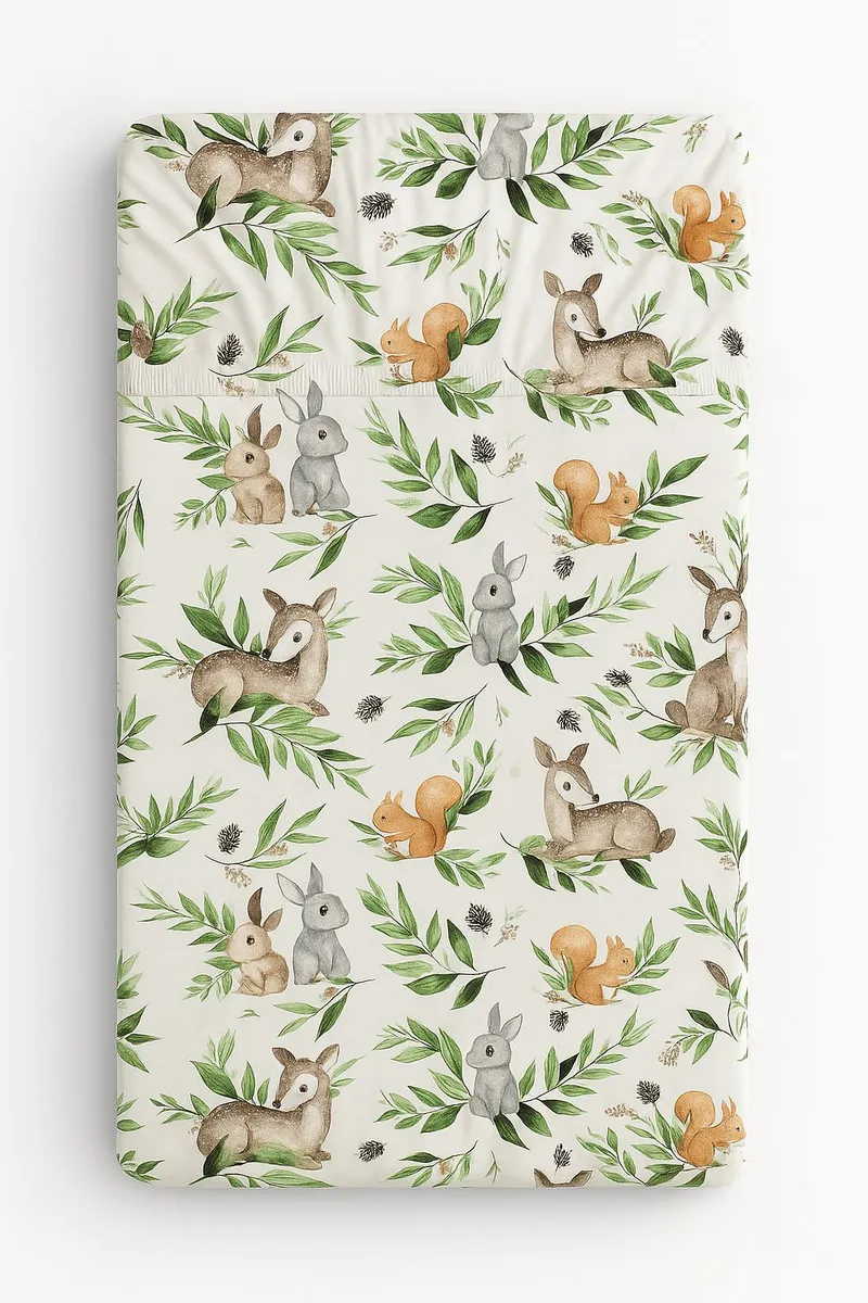 Prześcieradło Bawełniane Gumką Do Łóżeczka 120x60 cm Woodland TUM-TUM