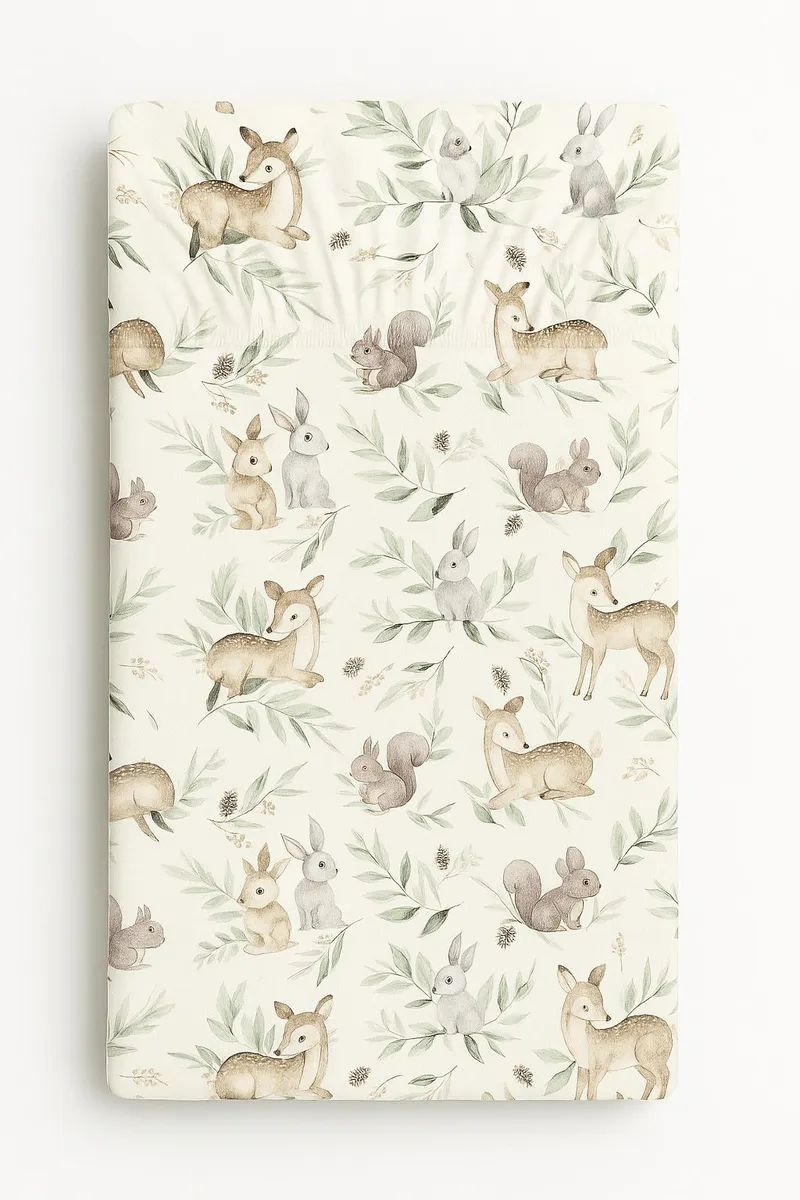 Prześcieradło Bawełniane Gumką Do Łóżeczka 120x60 cm Woodland TUM-TUM
