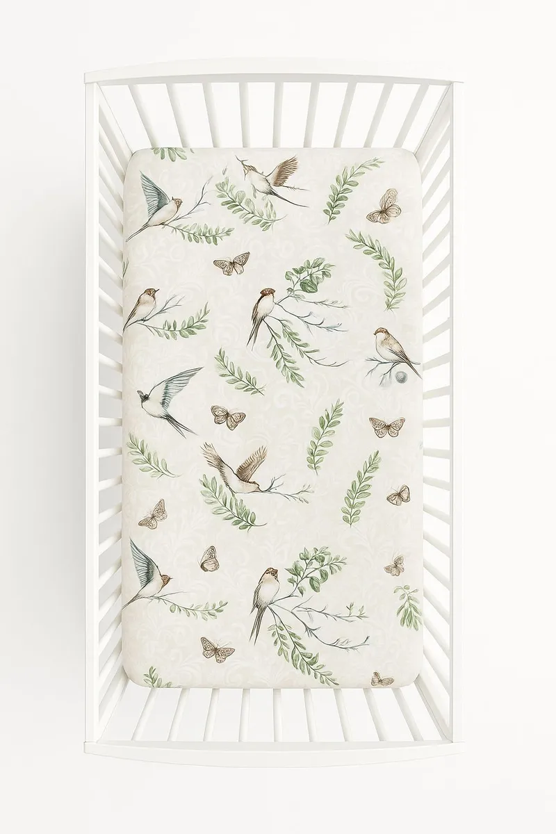 Prześcieradło Bawełniane Gumką Do Łóżeczka 120x60 cm Brown Birds TUM-TUM