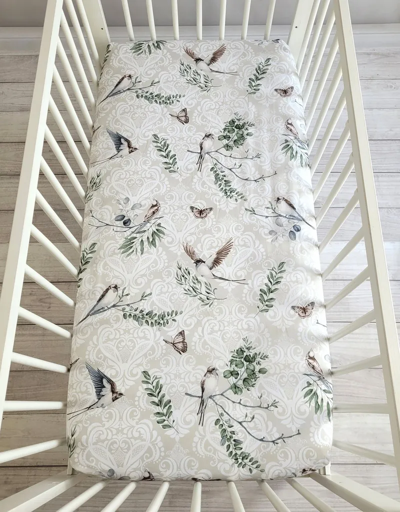 Prześcieradło Bawełniane Gumką Do Łóżeczka 120x60 cm Brown Birds TUM-TUM