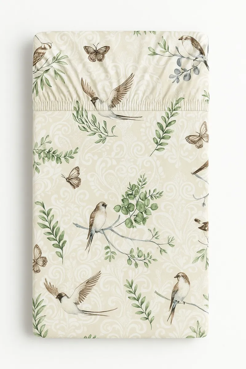 Prześcieradło Bawełniane Gumką Do Łóżeczka 120x60 cm Brown Birds TUM-TUM