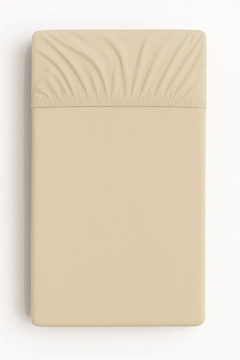 Prześcieradło Bawełniane Gumką Do Łóżeczka 120x60 cm TUM-TUM - Beżowe