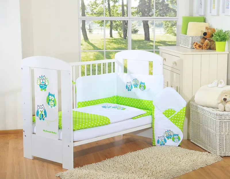 Komplet Pościeli Dla Dzieci 135x100cm Ochraniaczem 3-CZ Sówki TUM-TUM
