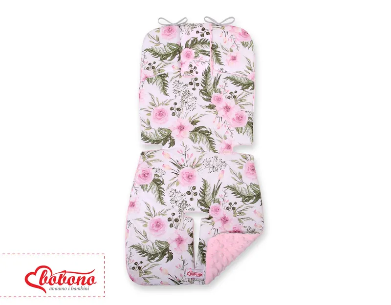 Wkładka Do Wózka Minky- Peonie Różowe/Różowe TUM-TUM