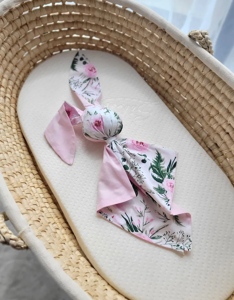 Miękka Przytulanka Doudou Kocyk Króliczek Bawełny Peonie TUM-TUM - Różowe